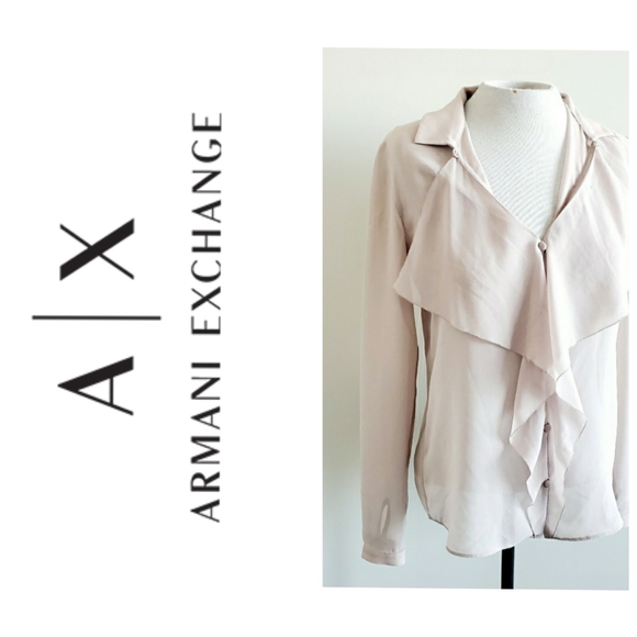 Armani Exchange Tops - ARMANI EXCHANGE nude ruffle sheer blouse